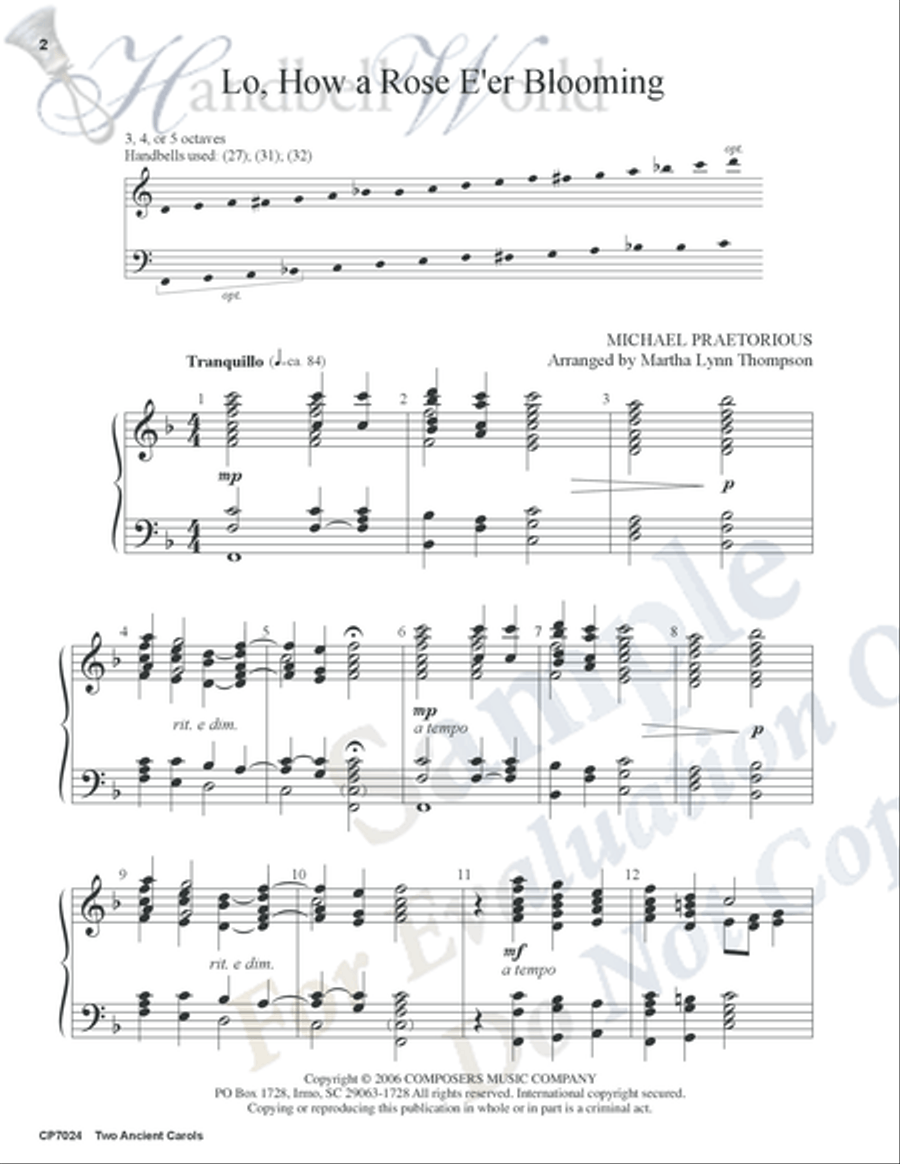 Two Ancient Carols Two Ancient Carols 5-Octaves scores gallery preview page 2