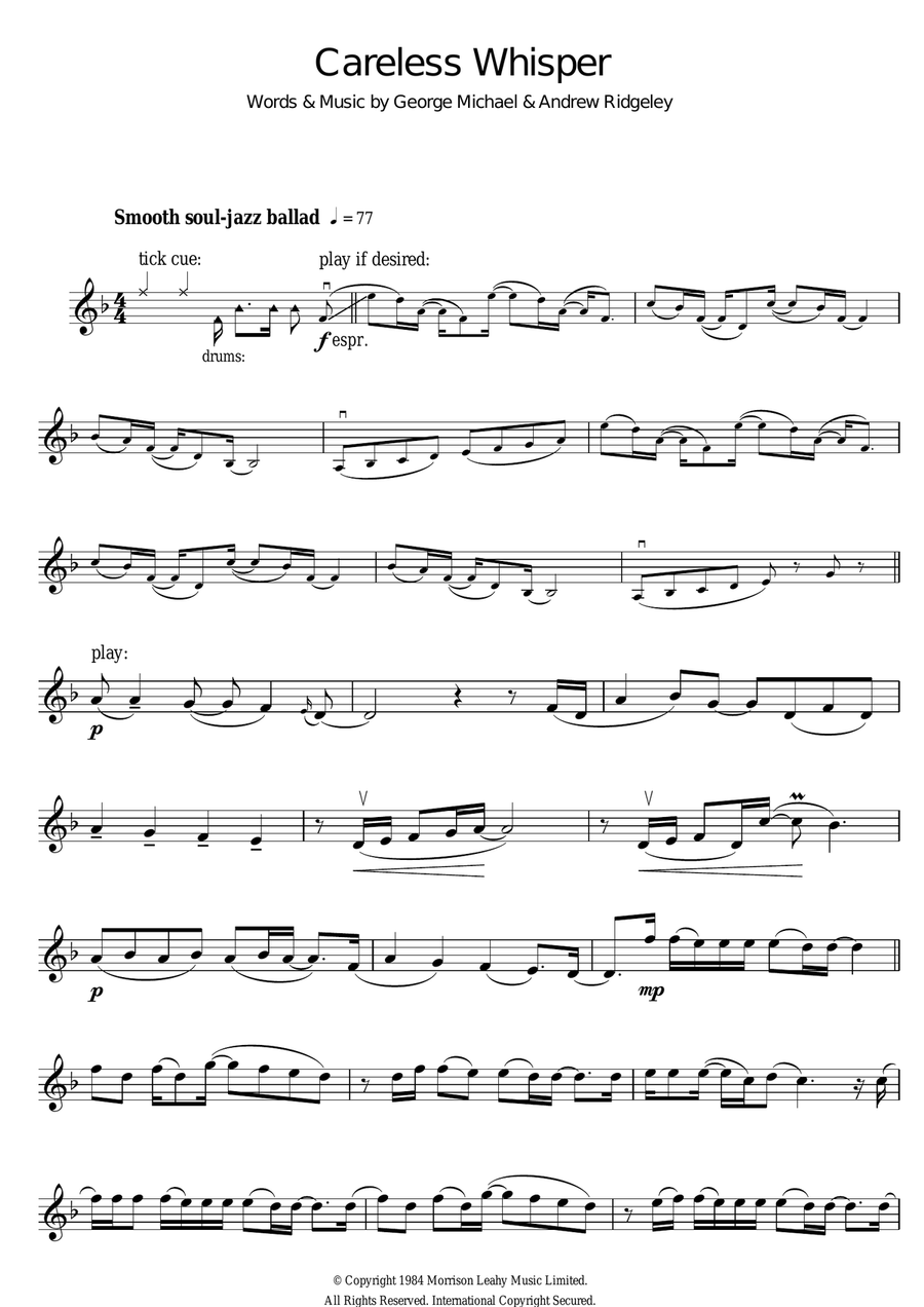 Careless Whisper Violin Solo scores gallery preview page 1