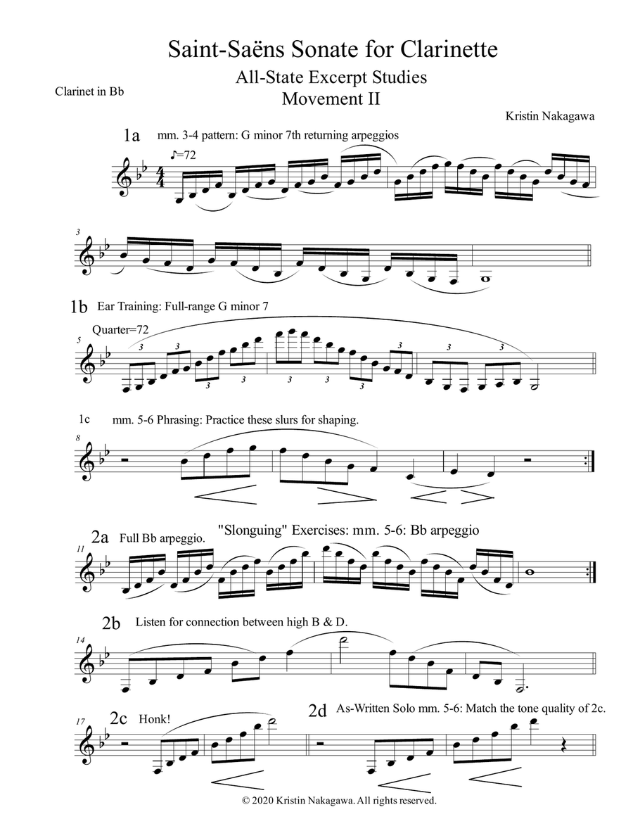 Saint Saens Clarinet Sonata Movement II Studies by Camille Saint
