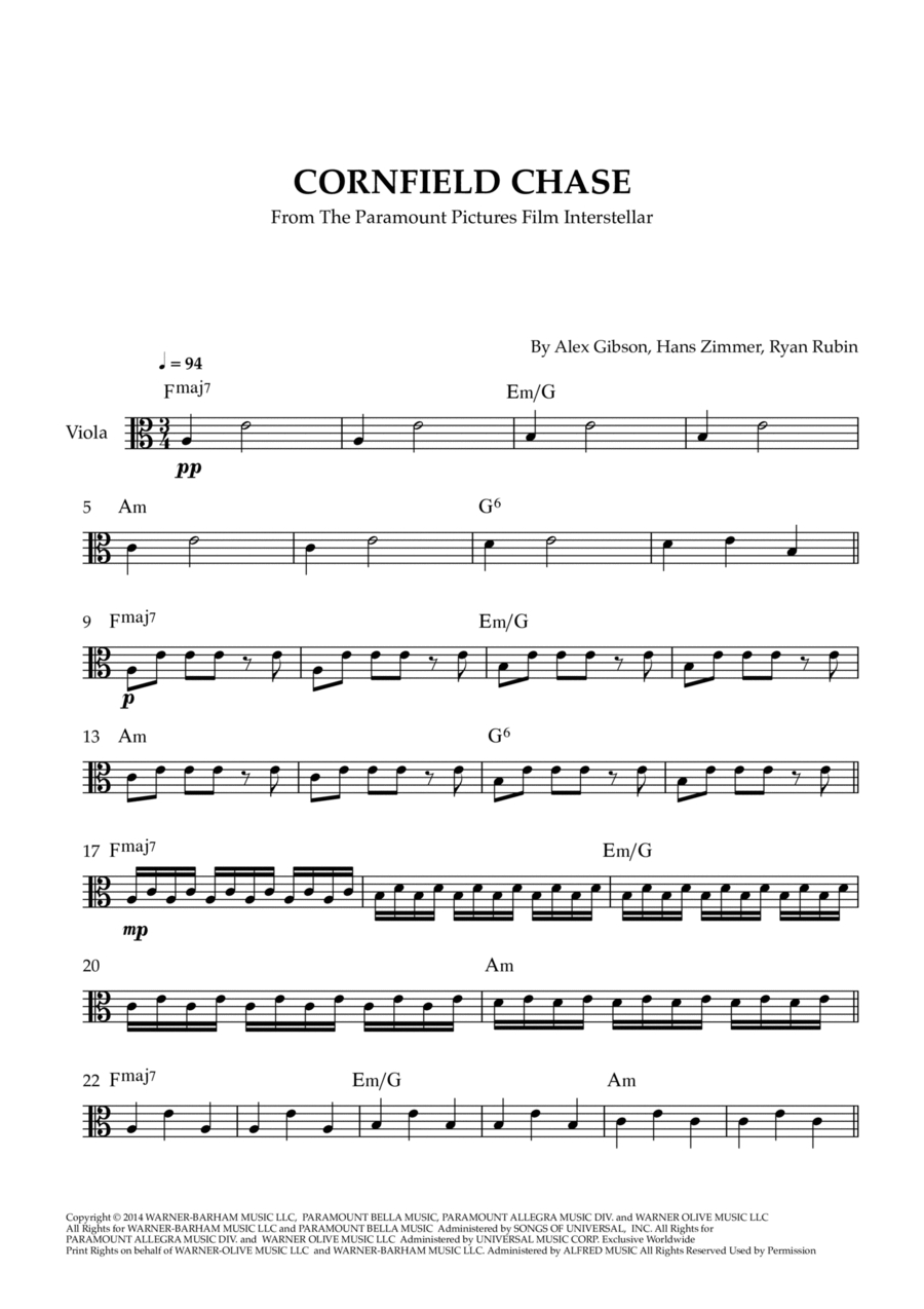 Cornfield Chase Viola Solo scores gallery preview page 1