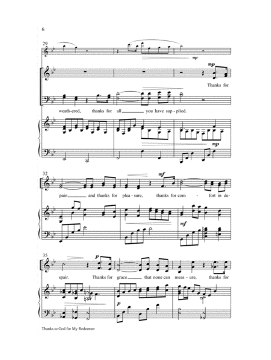 Thanks to God for My Redeemer 4-Part scores gallery preview page 6
