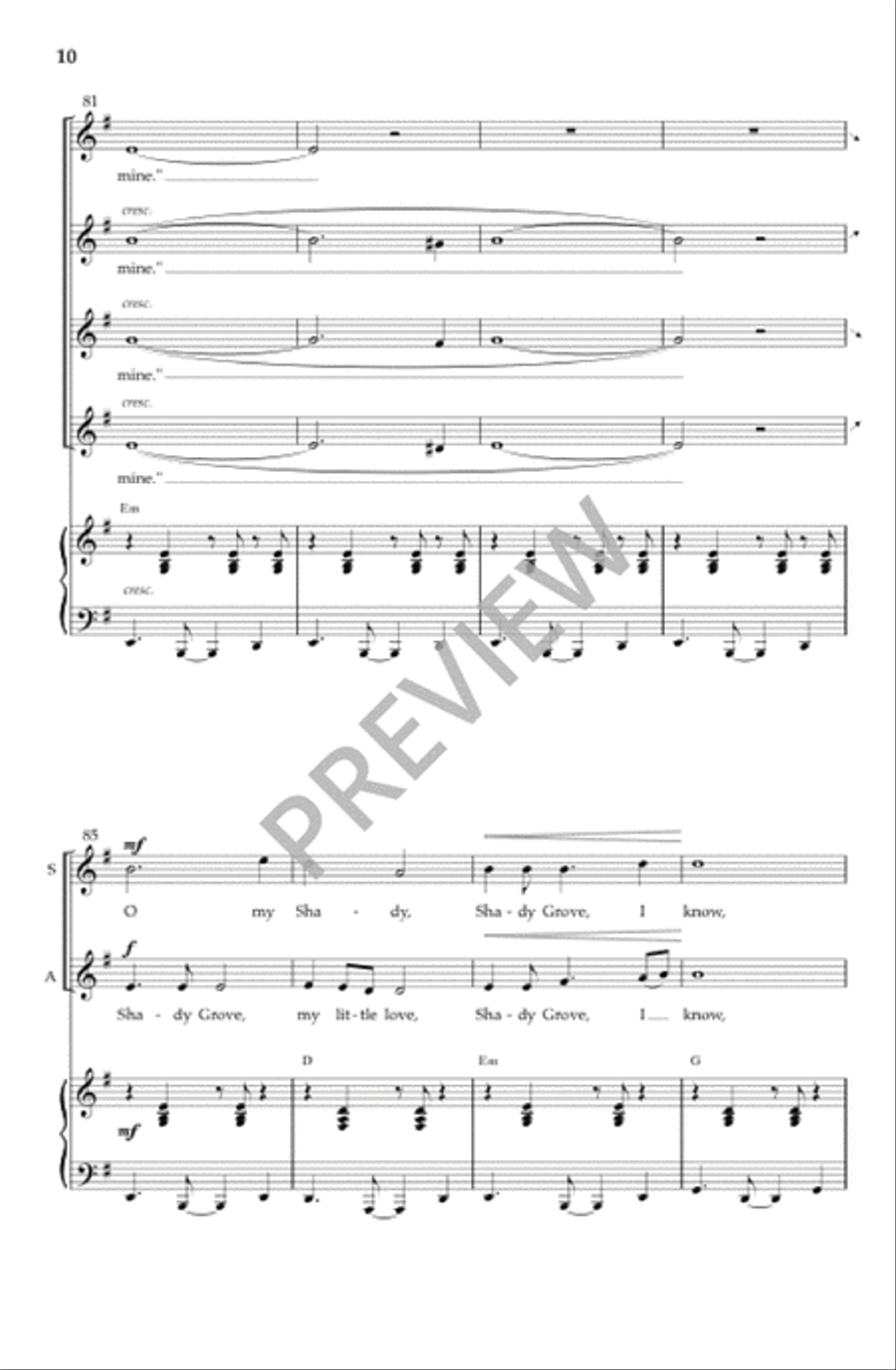 Shady Grove (Vocal Score) SSA scores gallery preview page 11