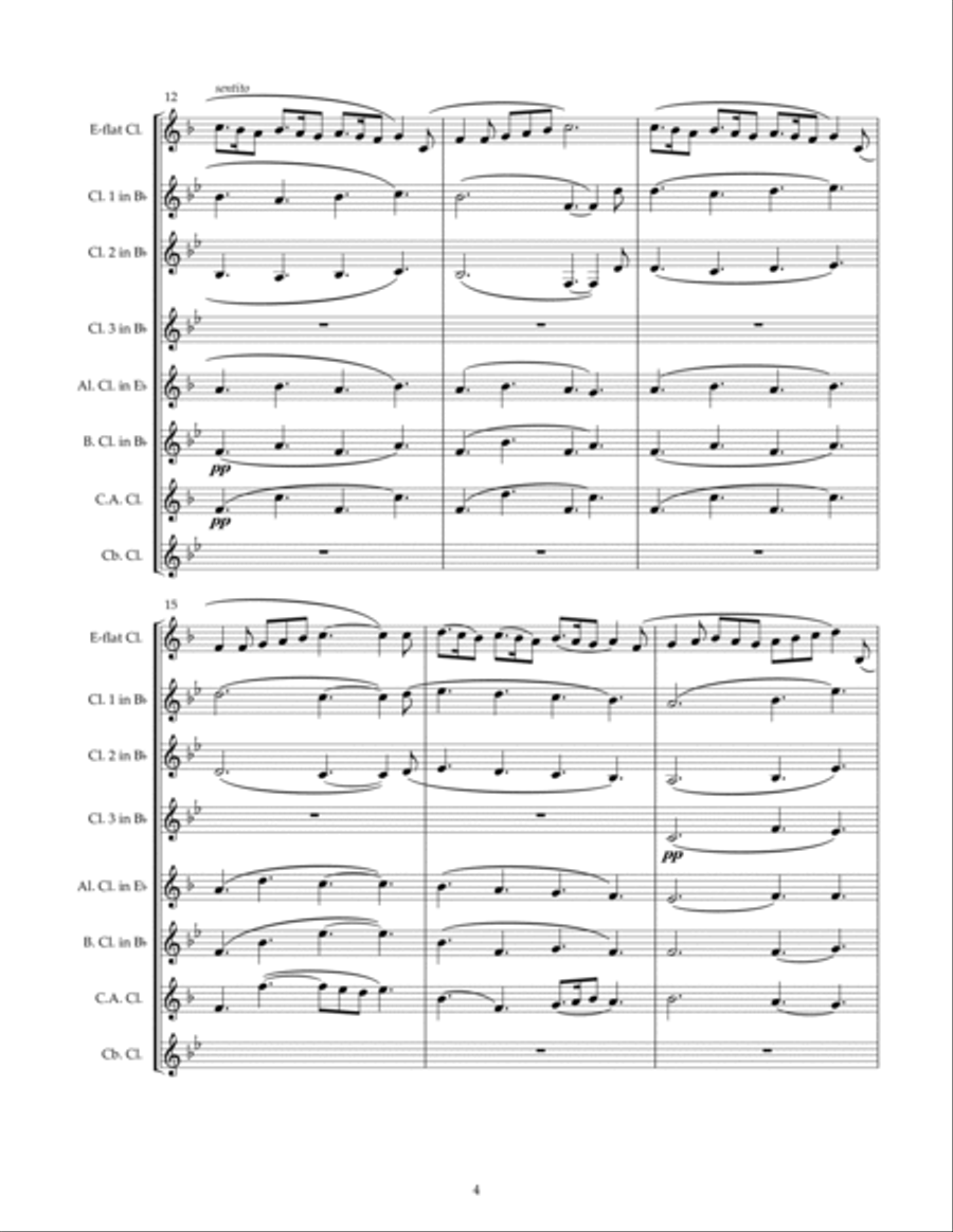 Gesu Bambino, for Clarinet Choir Clarinet Choir scores gallery preview page 4