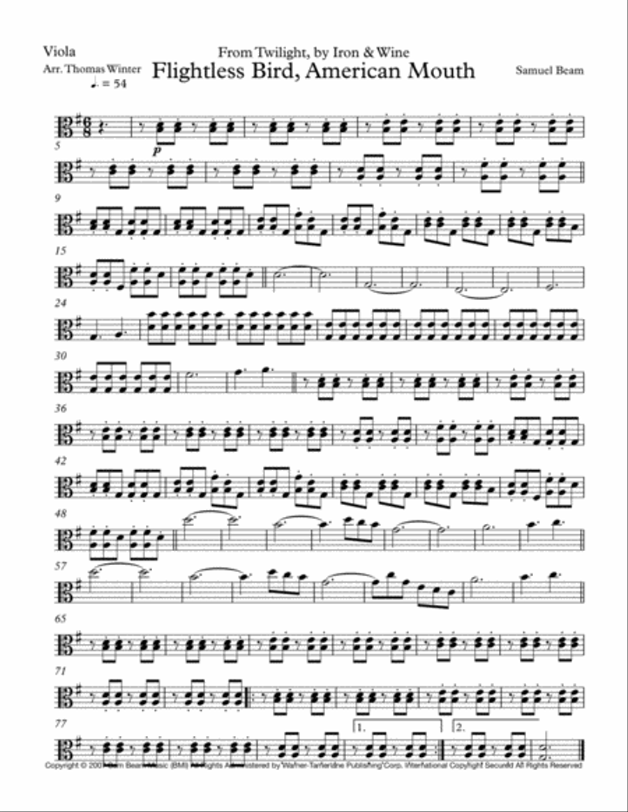 Flightless Bird, American Mouth String Quartet scores gallery preview page 3