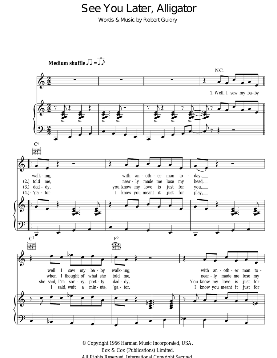 See You Later, Alligator Acoustic Guitar scores gallery preview page 1