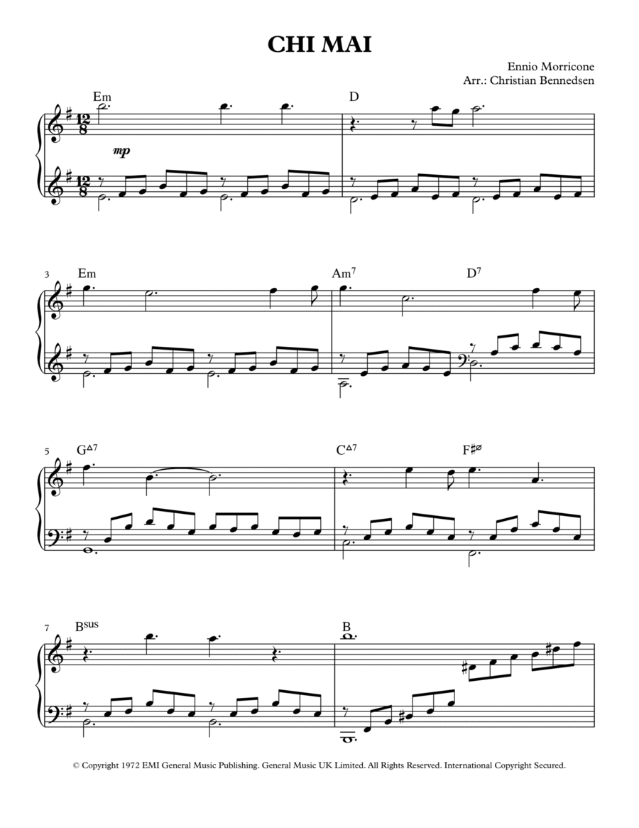 Chi Mai Piano Solo scores gallery preview page 1