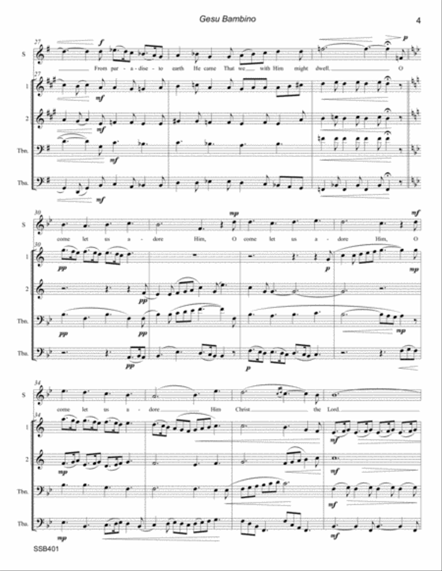 GESU BAMBINO - SOPRANO SOLO with BRASS QUARTET Small Ensemble scores gallery preview page 4