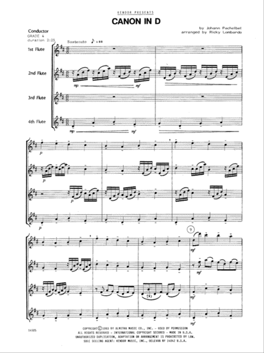 Canon In D Flute Quartet scores gallery preview page 2