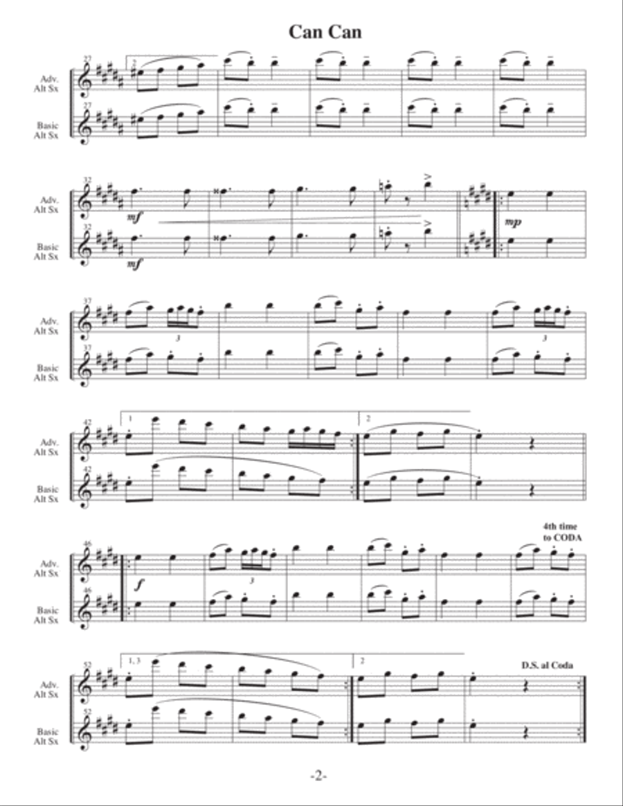 Can Can - Offenbach (Arrangements Level 3+ to 5+ for ALTO SAX + Written Acc) Alto Saxophone scores gallery preview page 3