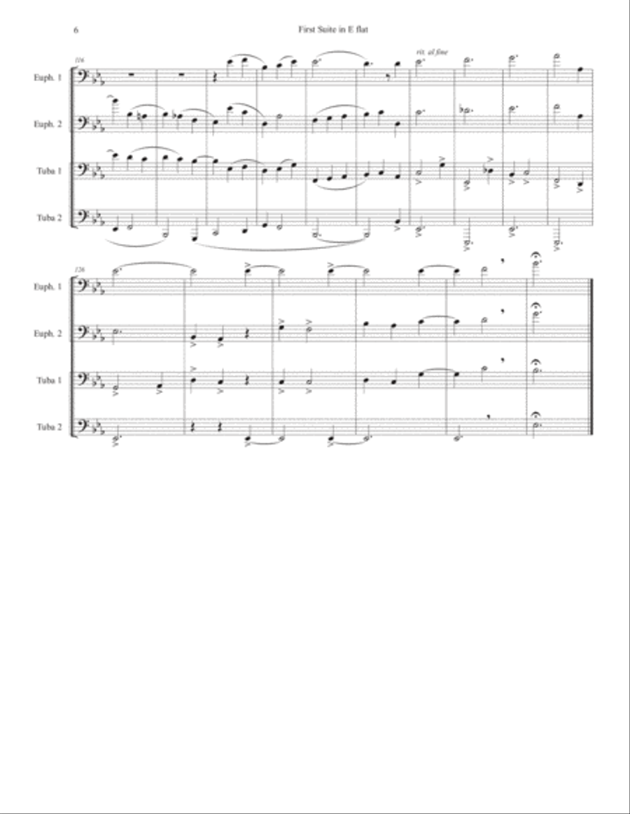 First Suite in Eb Brass Quartet scores gallery preview page 6