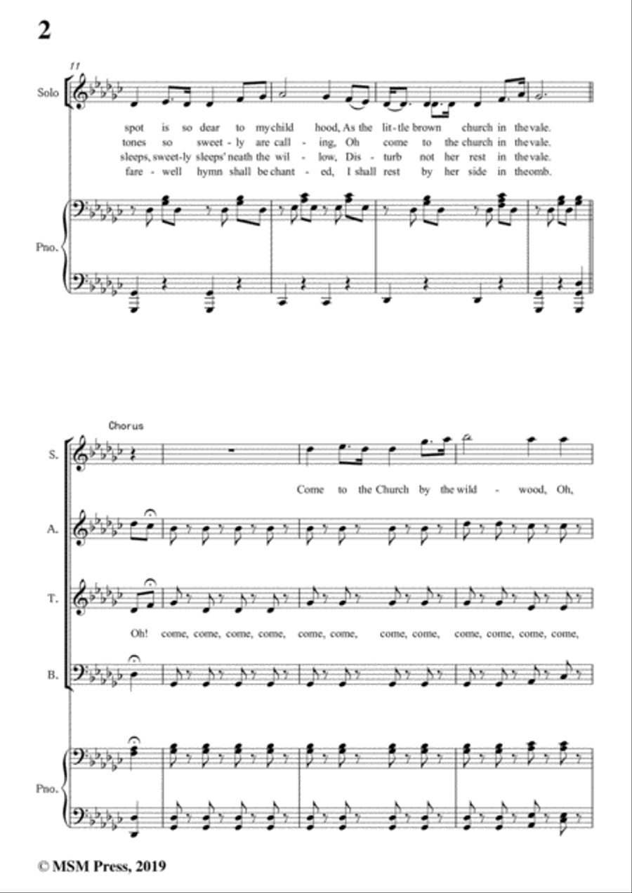 William S. Pitts-Little Brown Church,in G flat Major,for Voice and Piano Voice Solo scores gallery preview page 4