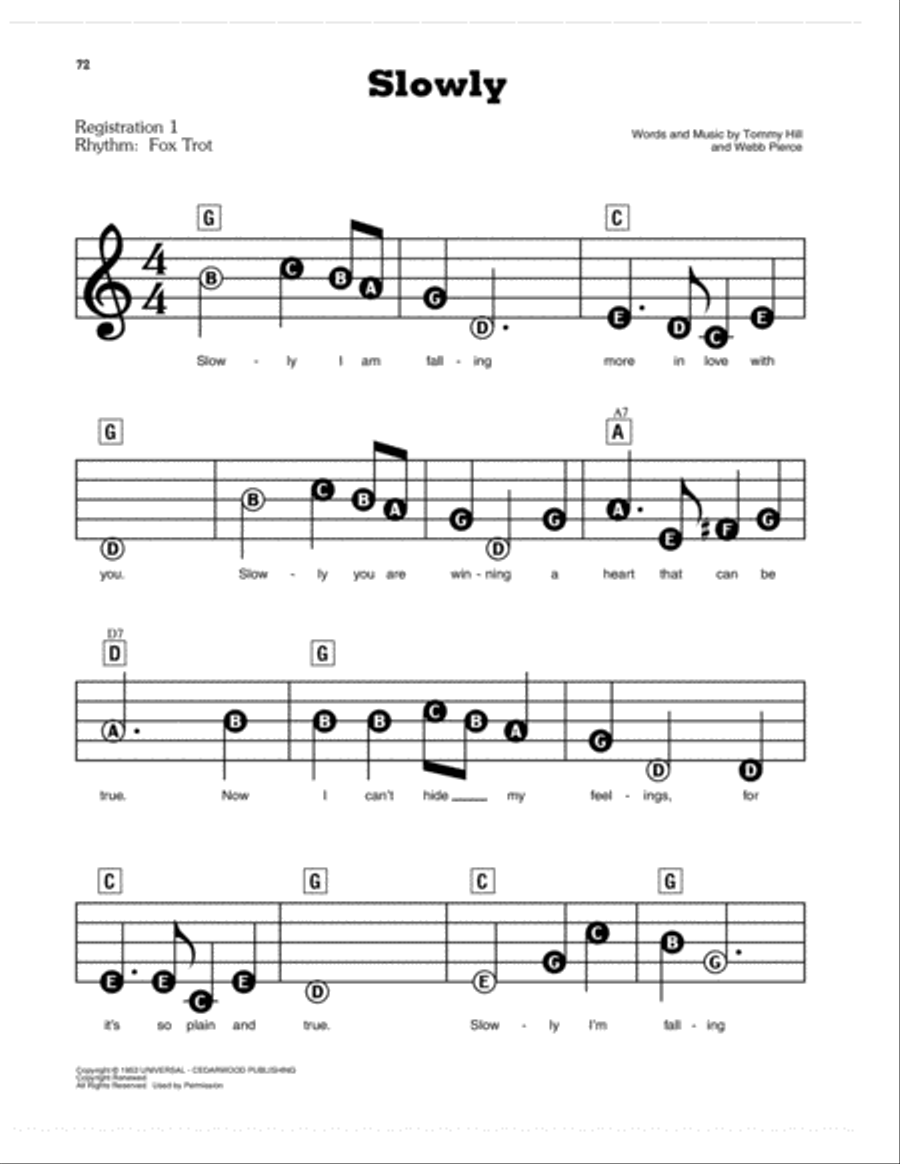 Slowly Electronic Keyboard scores gallery preview page 1