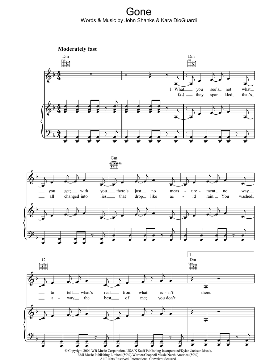 Gone Acoustic Guitar scores gallery preview page 1