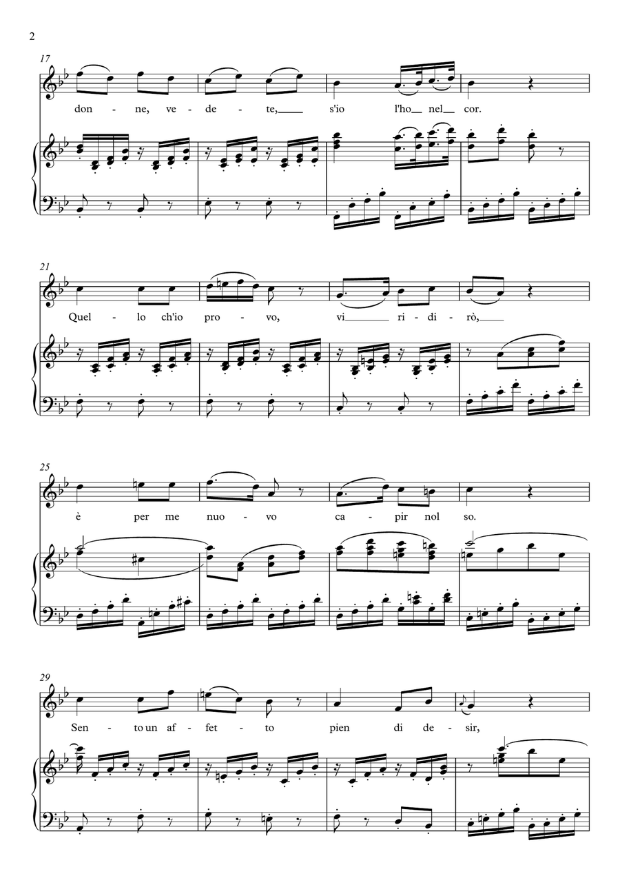 Voi che sapete - Le nozze di Figaro (Bb Major) Voi che sapete - Le nozze di Figaro (Bb Major) Piano, Vocal scores gallery preview page 3