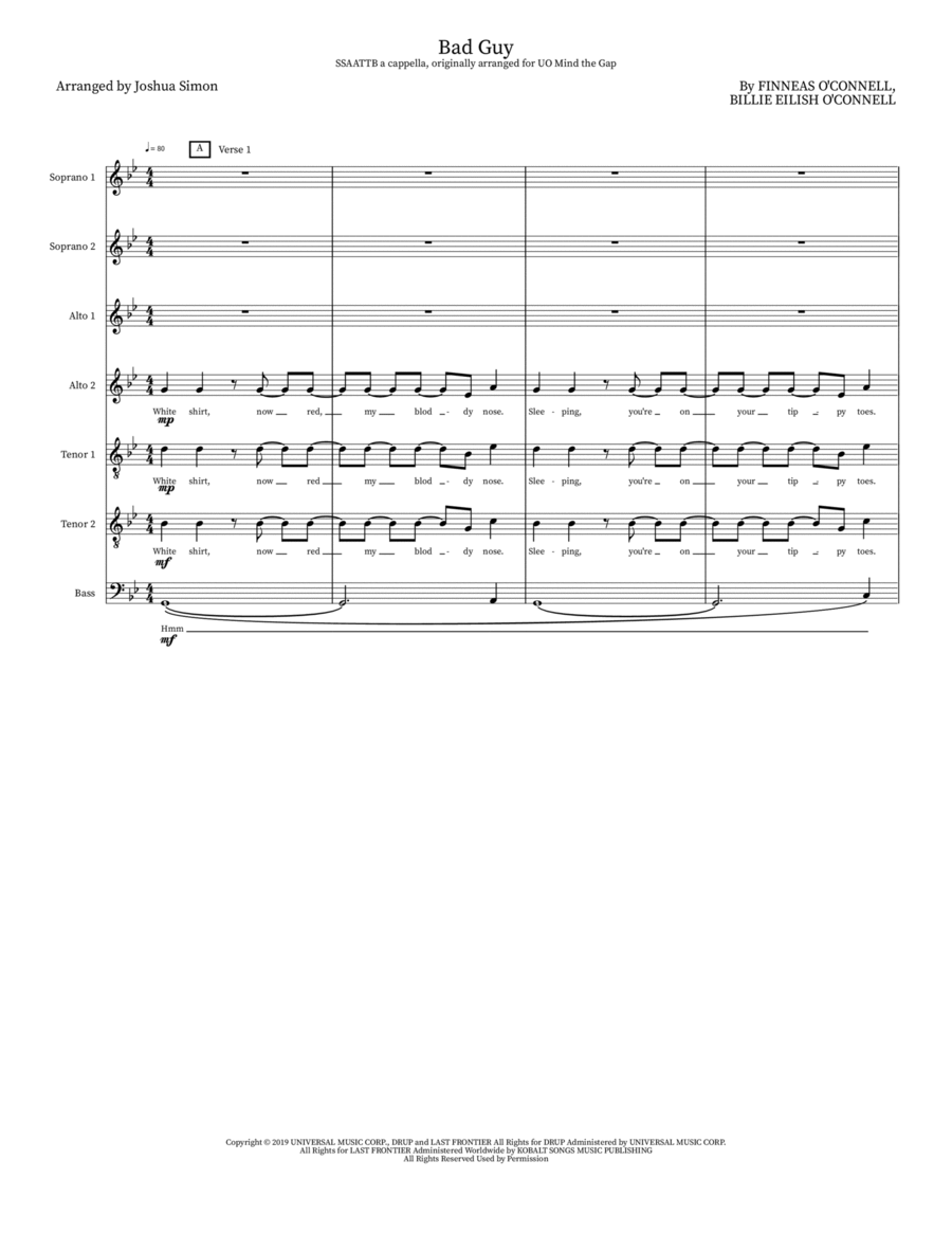 Bad Guy Bad Guy Choir scores gallery preview page 1