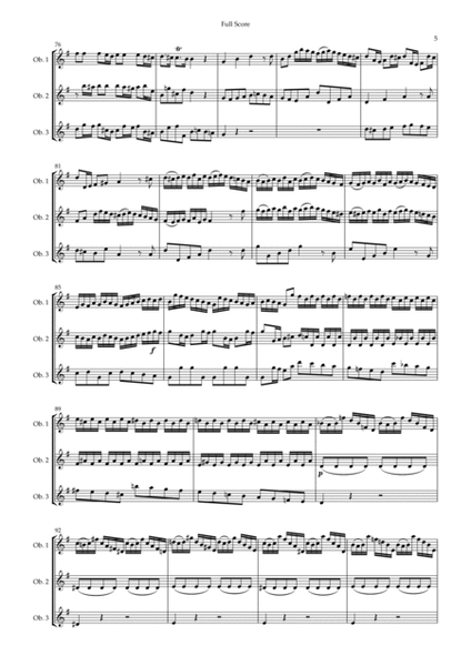 Brandenburg Concerto No. 3 in G major, BWV 1048 1st Mov. (J.S. Bach) for Oboe Trio image number null