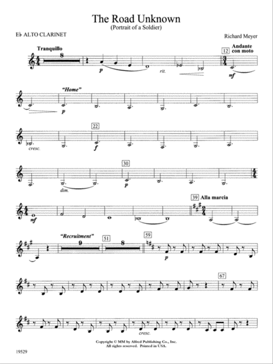 The Road Unknown: E-flat Alto Clarinet Concert Band scores gallery preview page 1