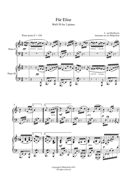 Für Elise for 2 pianos by Beethoven image number null