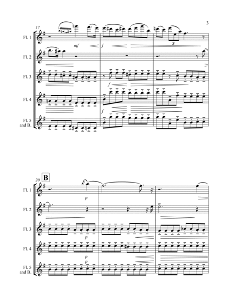 Prelude in E minor Op. 28 No. 4 arranged for 5 C flutes with optional bass flute image number null