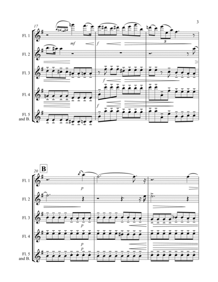 Prelude in E minor Op. 28 No. 4 arranged for 5 C flutes with optional bass flute by Frederic Chopin Flute - Digital Sheet Music