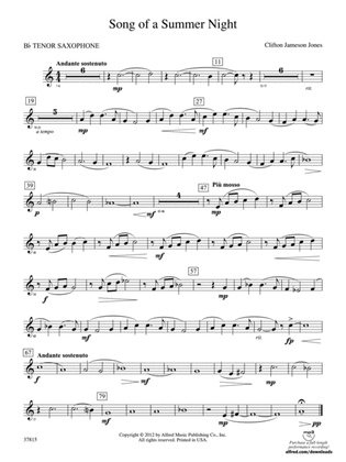 Song of a Summer Night: B-flat Tenor Saxophone