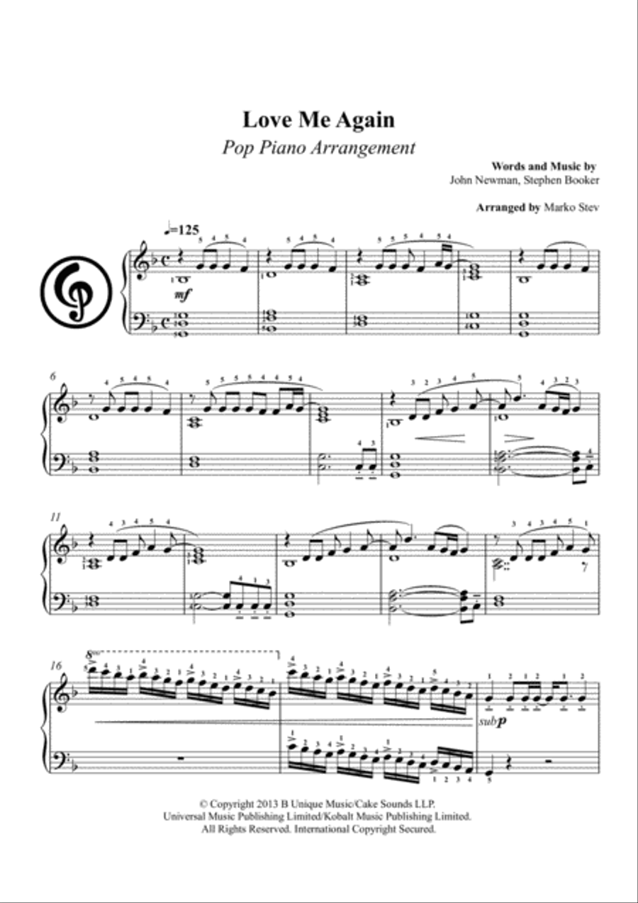 Love Me Again Piano Solo scores gallery preview page 2