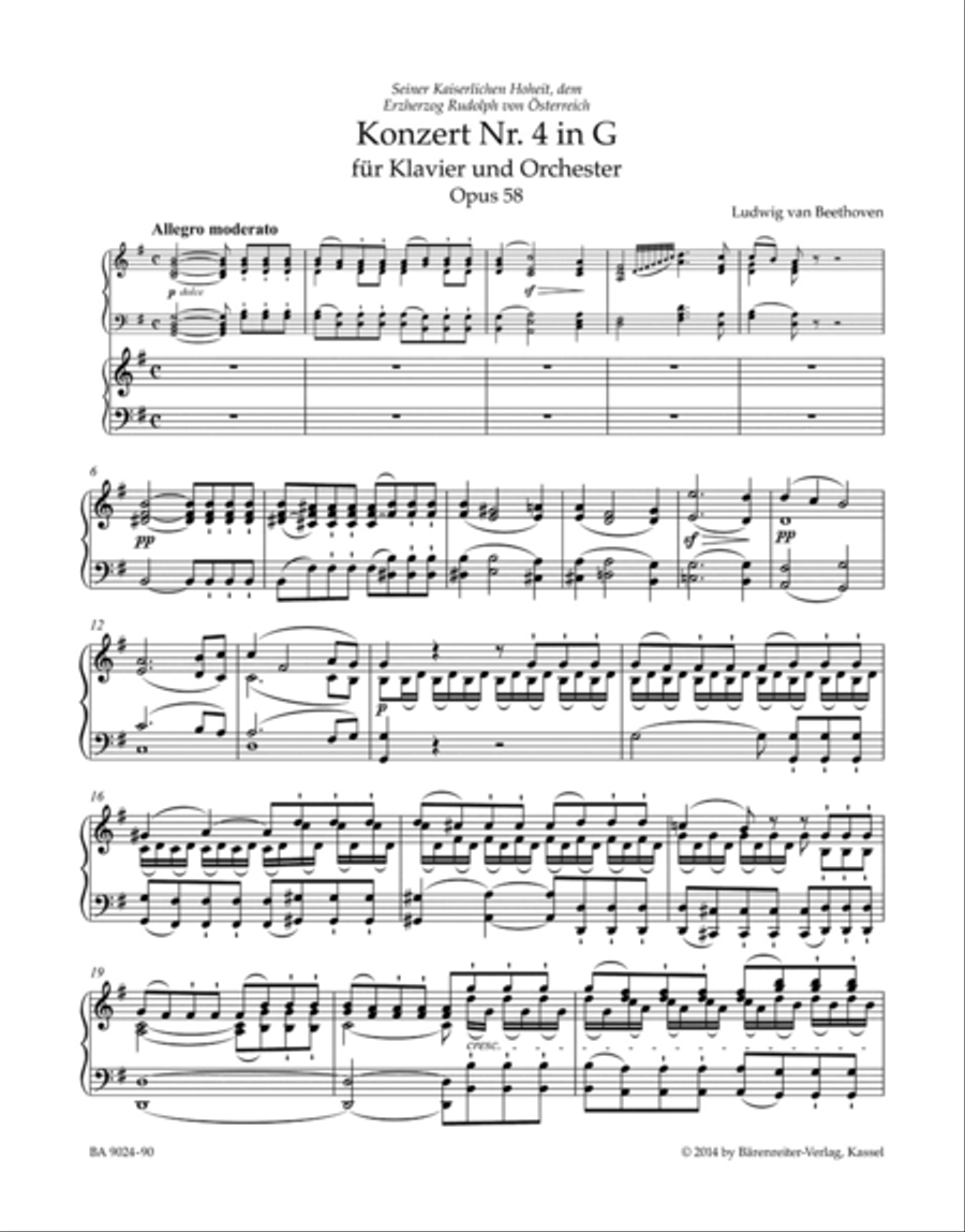 Concerto for Pianoforte and Orchestra Nr. 4 G major op. 58 Piano Solo scores gallery preview page 2