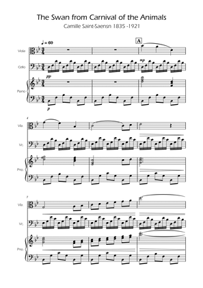 The Swan - Saint-Saens - Viola and Cello Duet w/ Piano