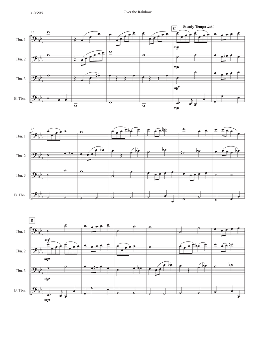 Over The Rainbow (from The Wizard Of Oz) Trombone Solo scores gallery preview page 2
