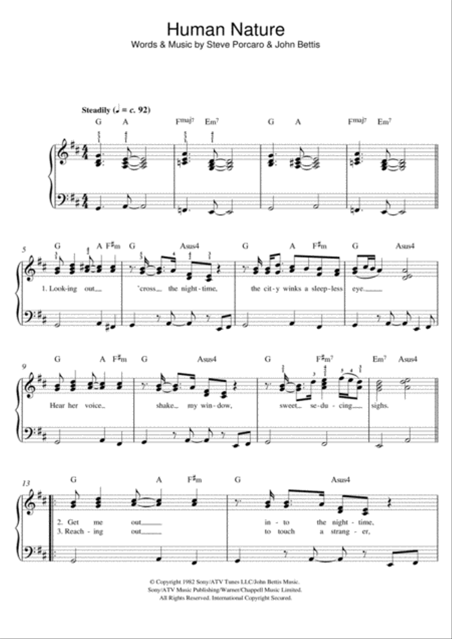 Human Nature Easy Piano scores gallery preview page 1