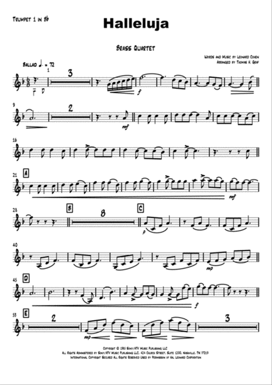 Hallelujah Euphonium scores gallery preview page 6
