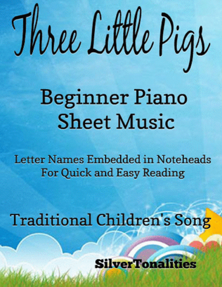 Book cover for Three Little Pigs Beginner Piano Sheet Music