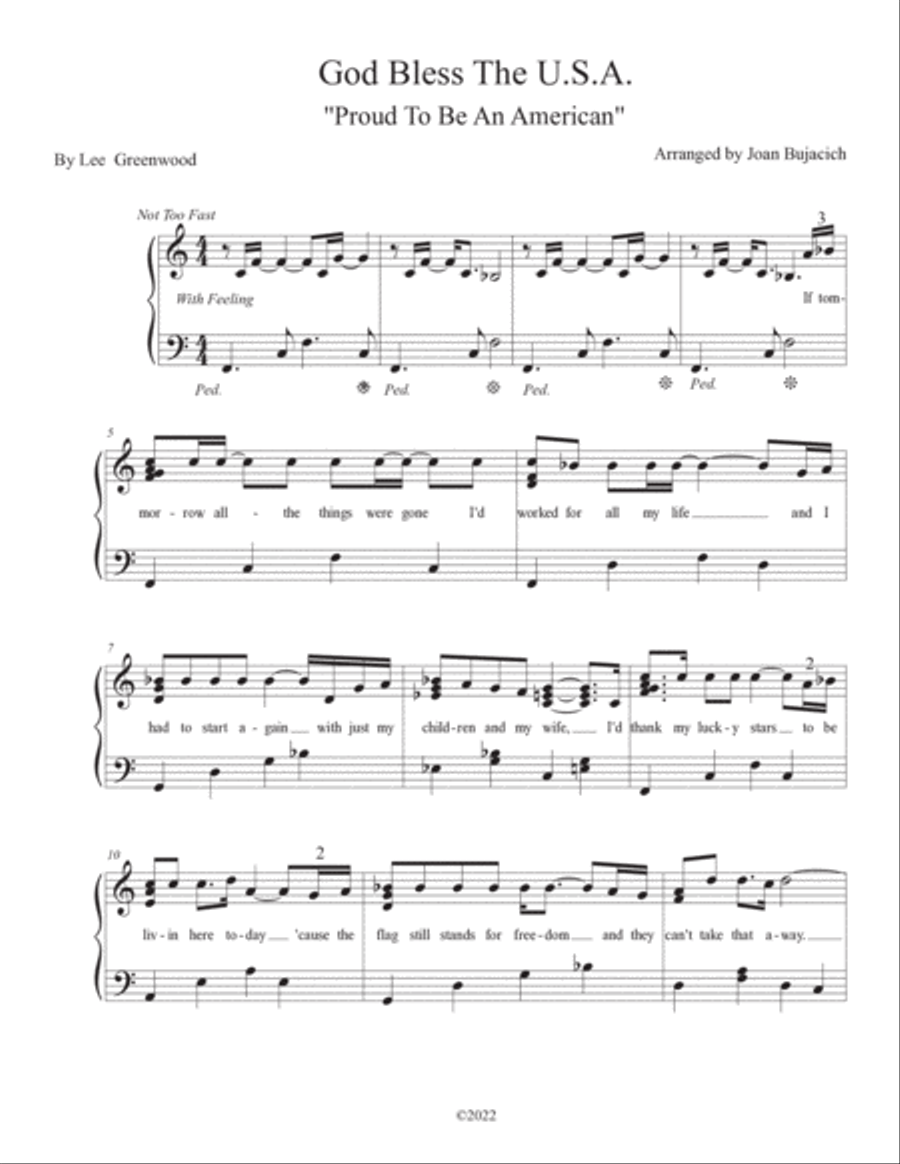 God Bless The U.s.a. Piano Solo scores gallery preview page 2