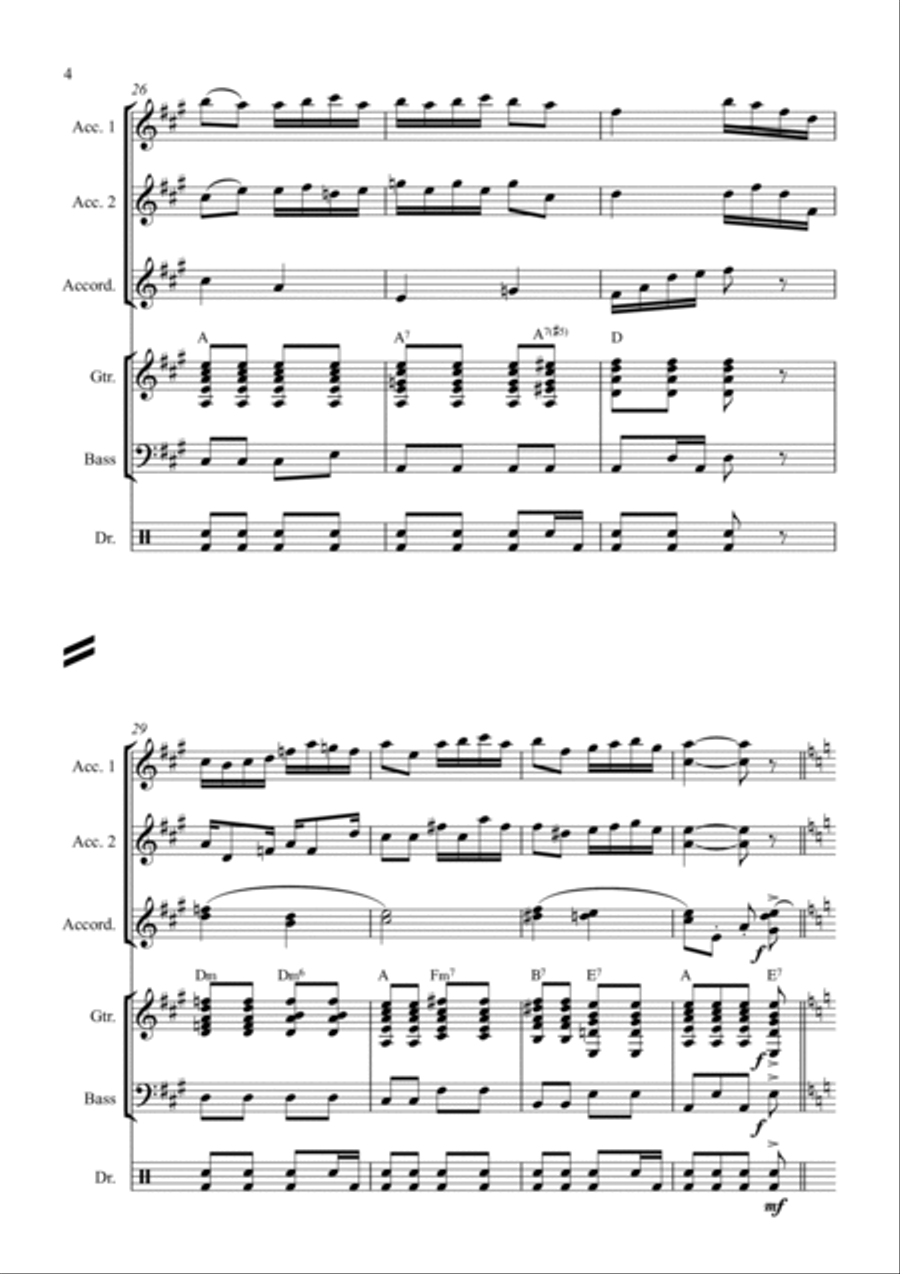 Gardel: Por una Cabeza, tango (Accordion orchestra) Chamber Music scores gallery preview page 4