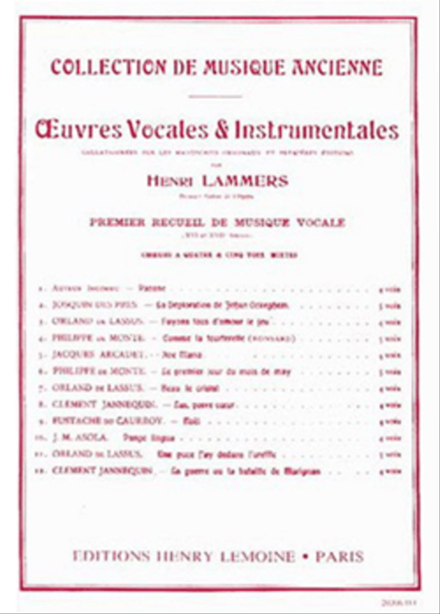 Oeuvres Vocales Et Instrumentales