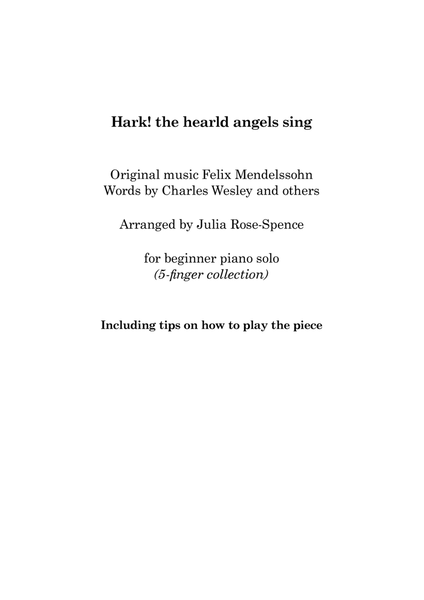 Hark the Herald Angels Sing (beginner piano) image number null