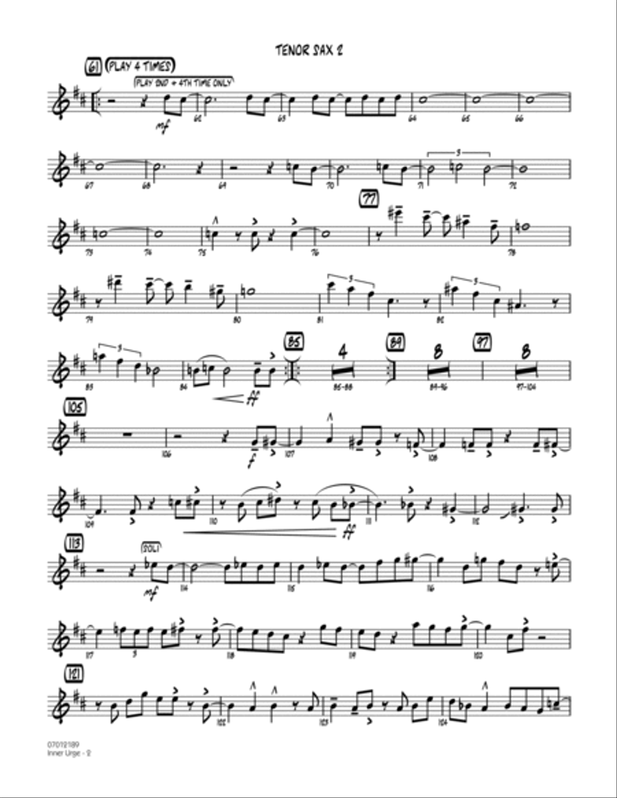 Inner Urge - Tenor Sax 2 Inner Urge - Tenor Sax 2 Tenor Saxophone scores gallery preview page 2