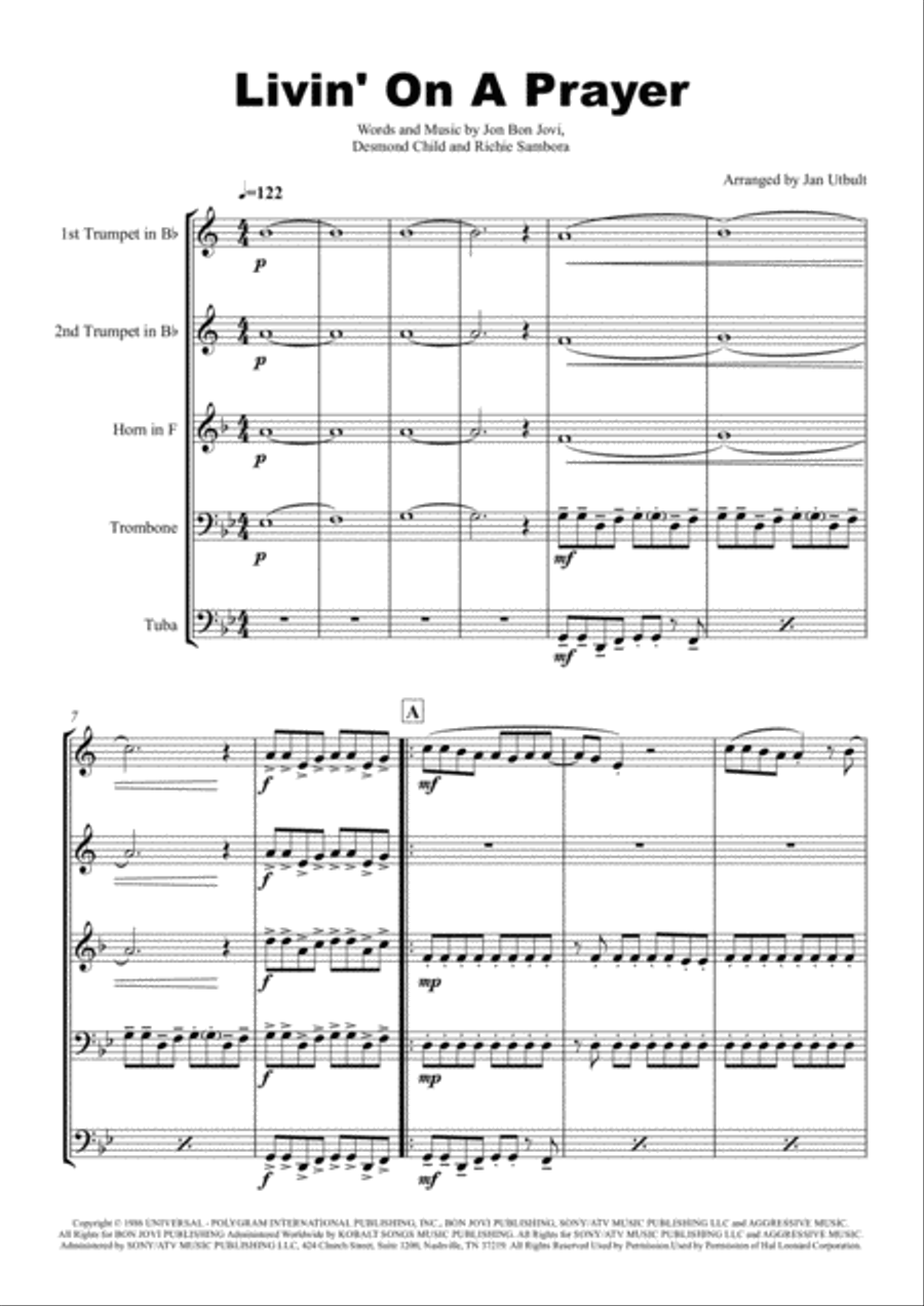 Livin' On A Prayer Livin' On A Prayer Brass Ensemble scores gallery preview page 2