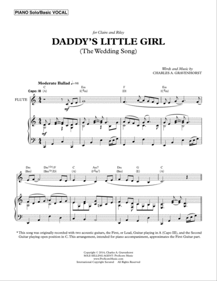 Daddy’s Little Girl (The Wedding Song) – Version 2 Voice scores gallery preview page 1