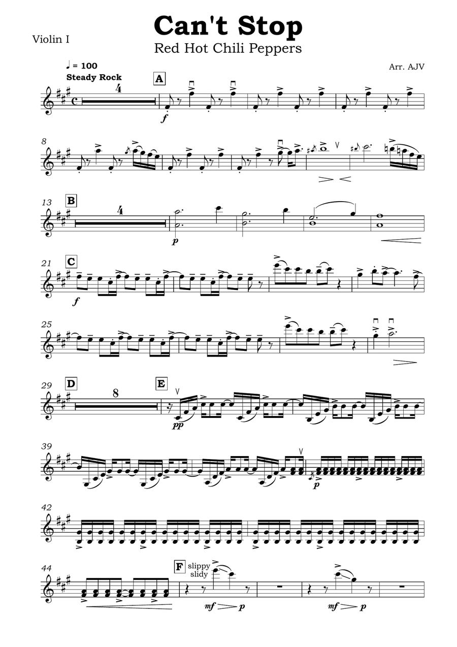 Can't Stop String Quartet scores gallery preview page 1