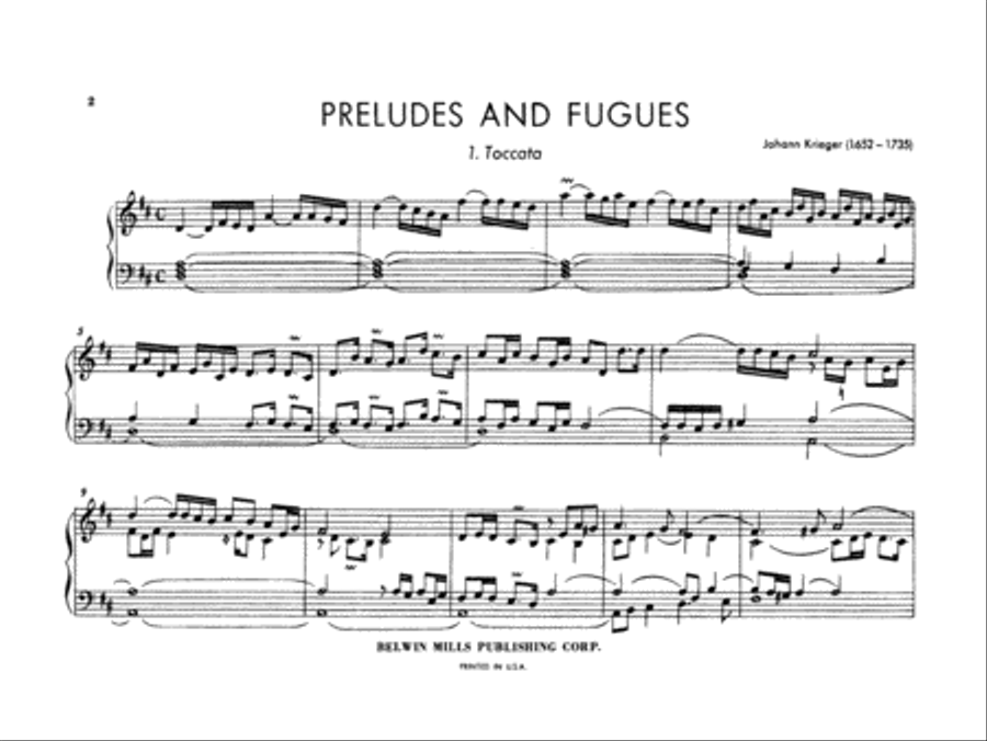 Krieger: Preludes and Fugues Organ scores gallery preview page 1