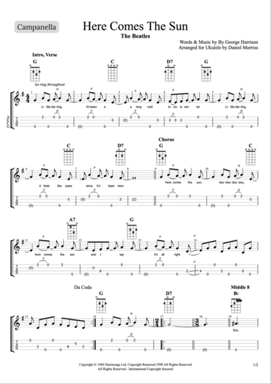 Here Comes The Sun Ukulele scores gallery preview page 4