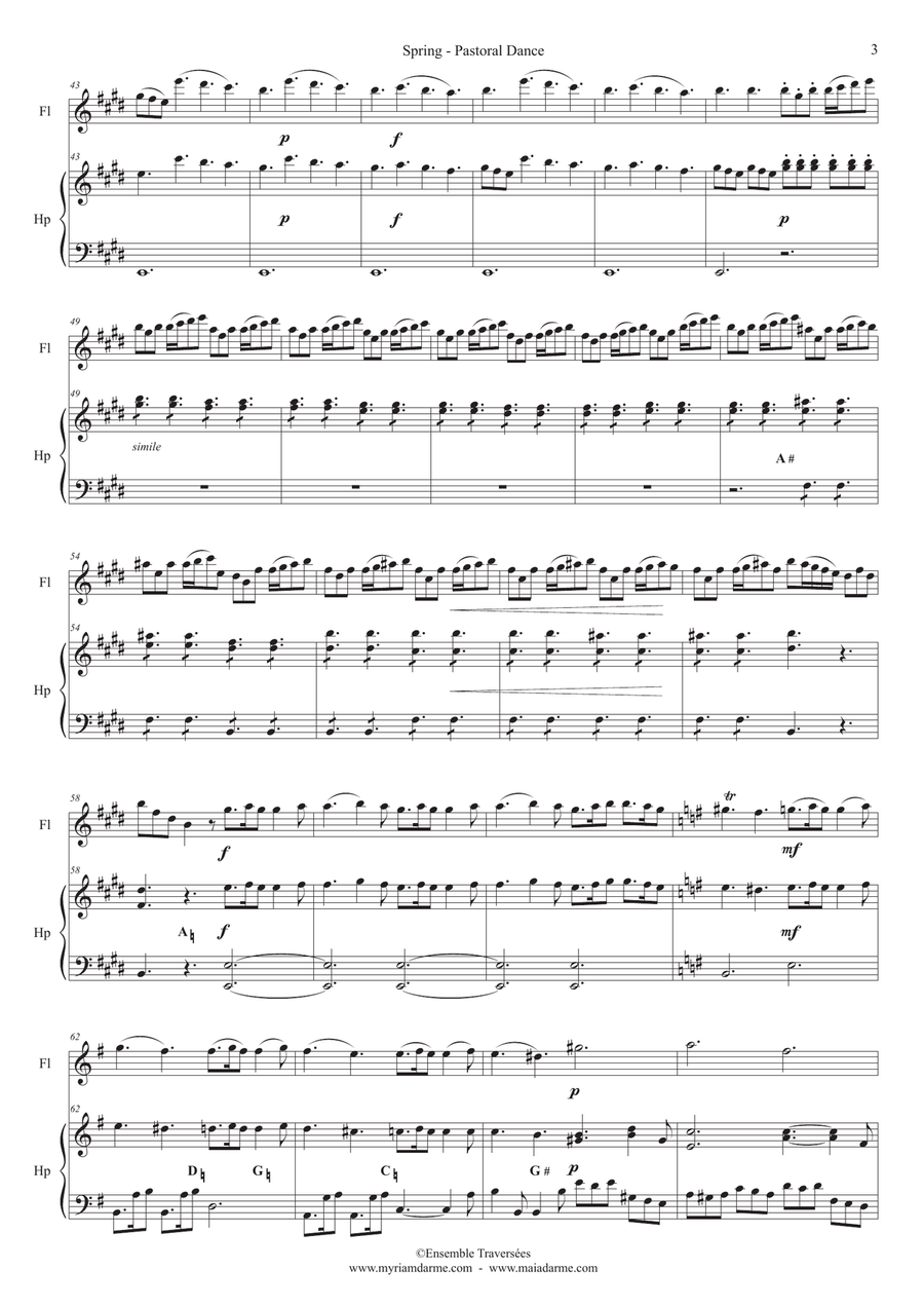 Vivaldi - Spring (The Four Seasons) for Flute and Harp Duet Flute scores gallery preview page 4
