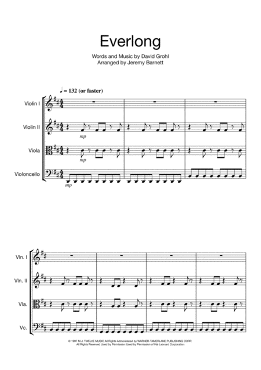 Everlong Everlong String Quartet scores gallery preview page 1