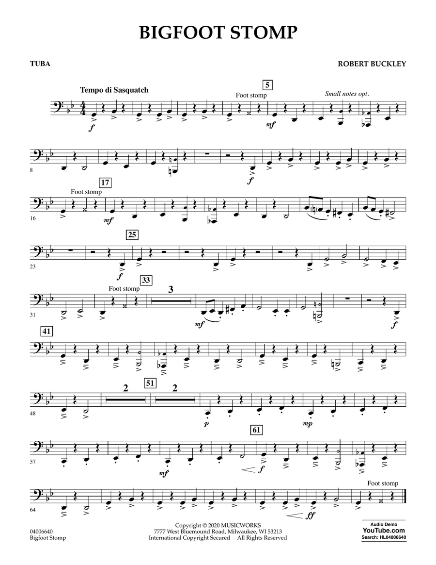 Big Foot Stomp - Tuba Concert Band scores gallery preview page 1