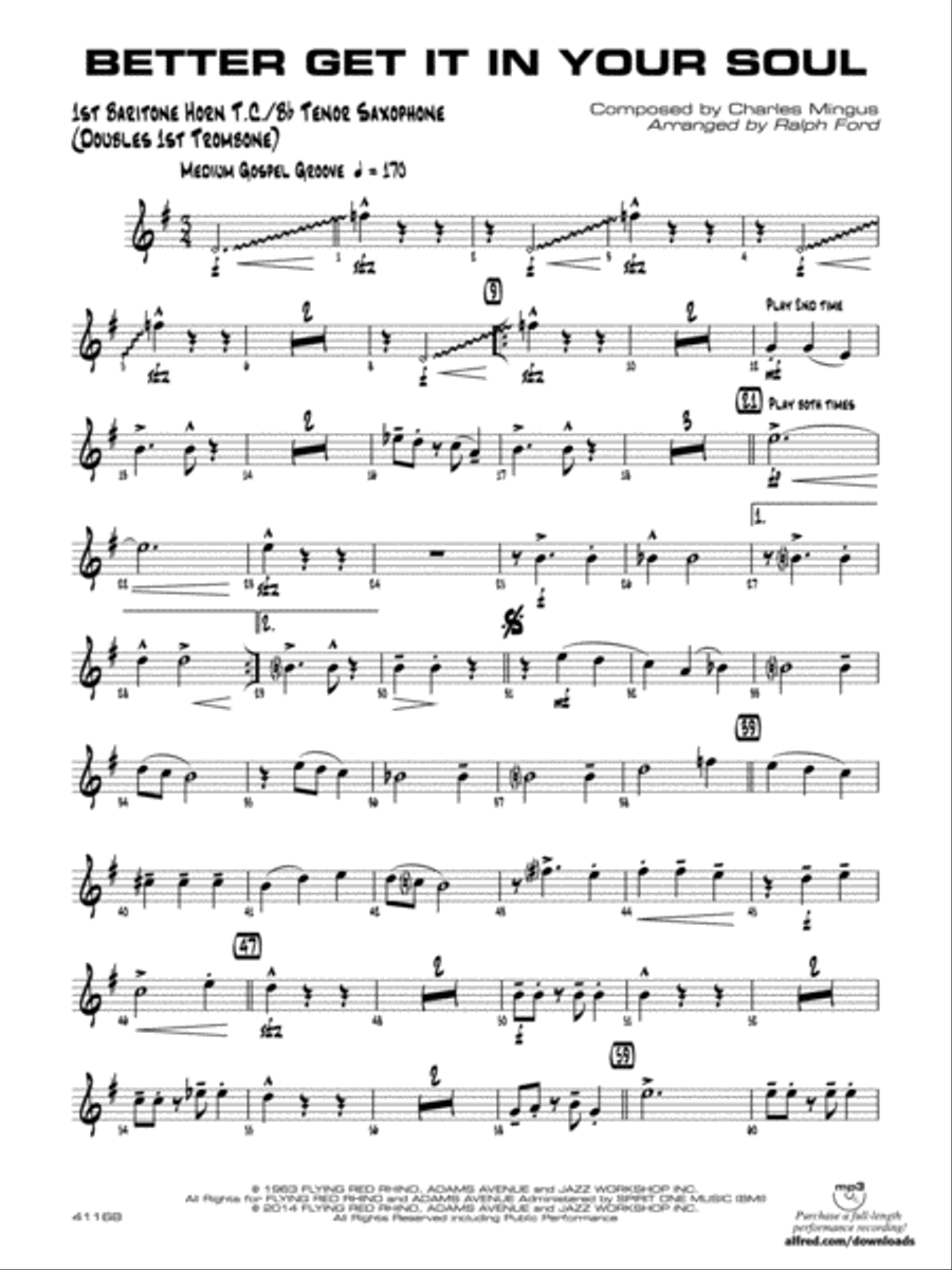 Better Get It in Your Soul: Baritone T.C. Jazz Ensemble scores gallery preview page 1