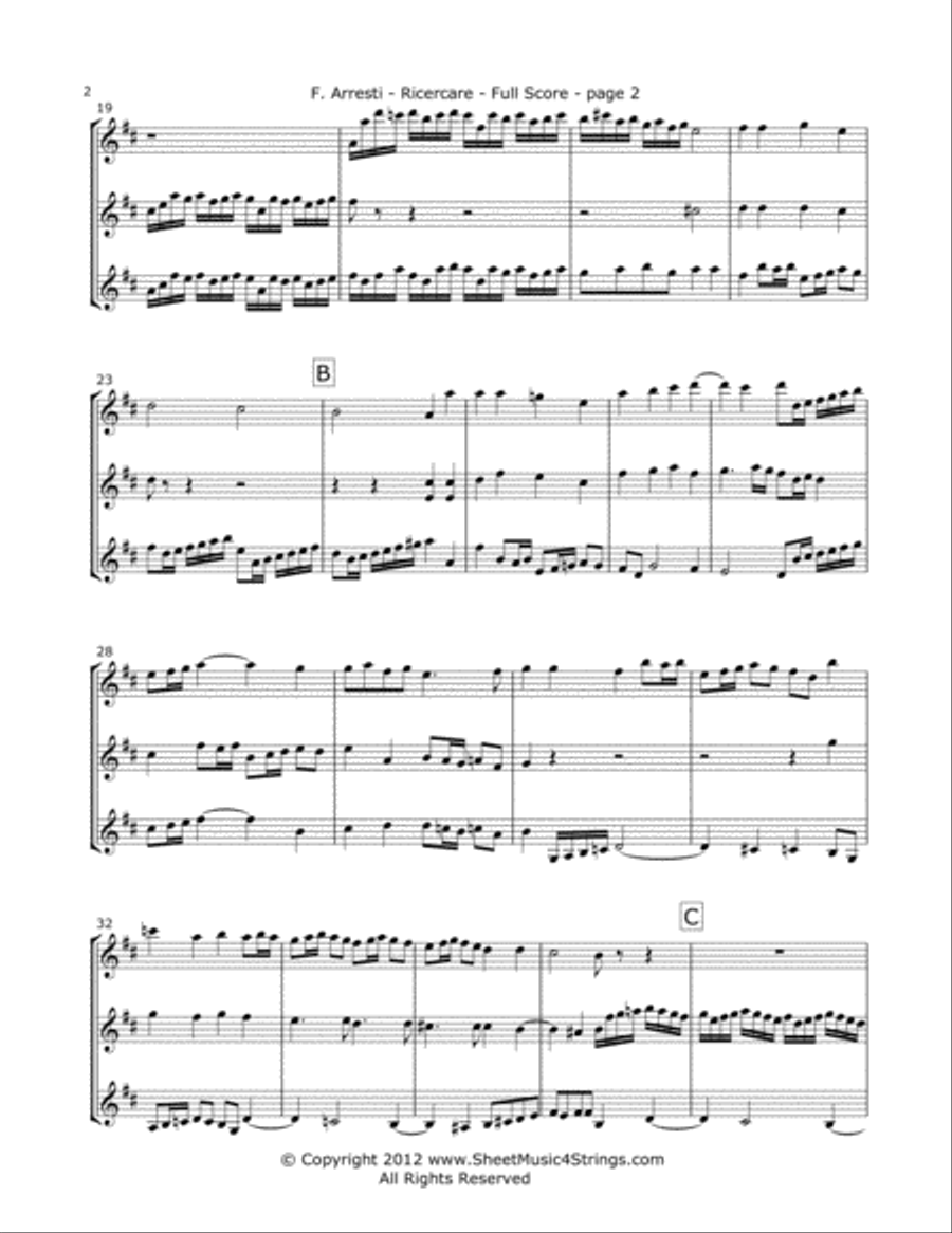 Arresti, F. - Ricercare for Three Violins image number null