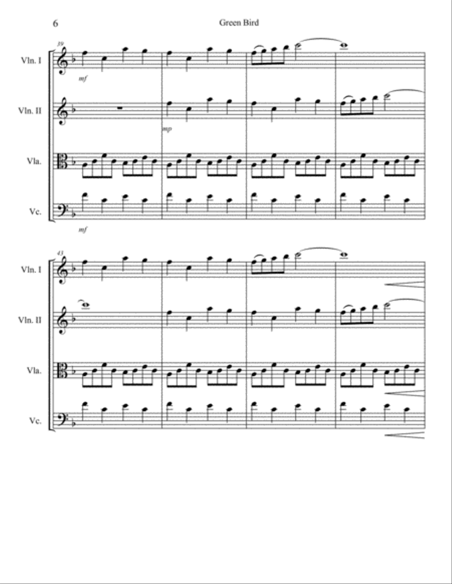 Green Bird String Quartet scores gallery preview page 6