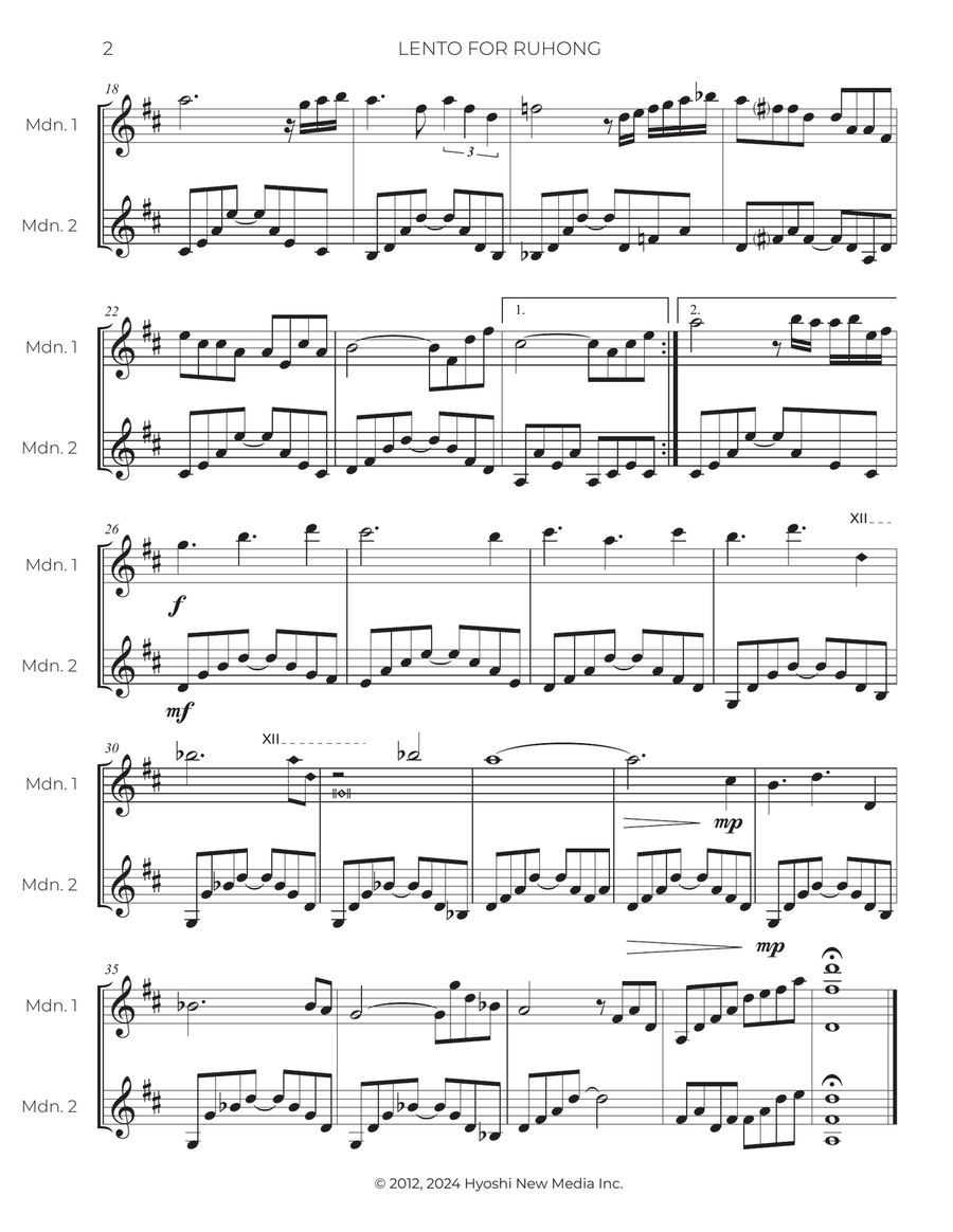 Lento for Ruhong Chamber Music scores gallery preview page 3