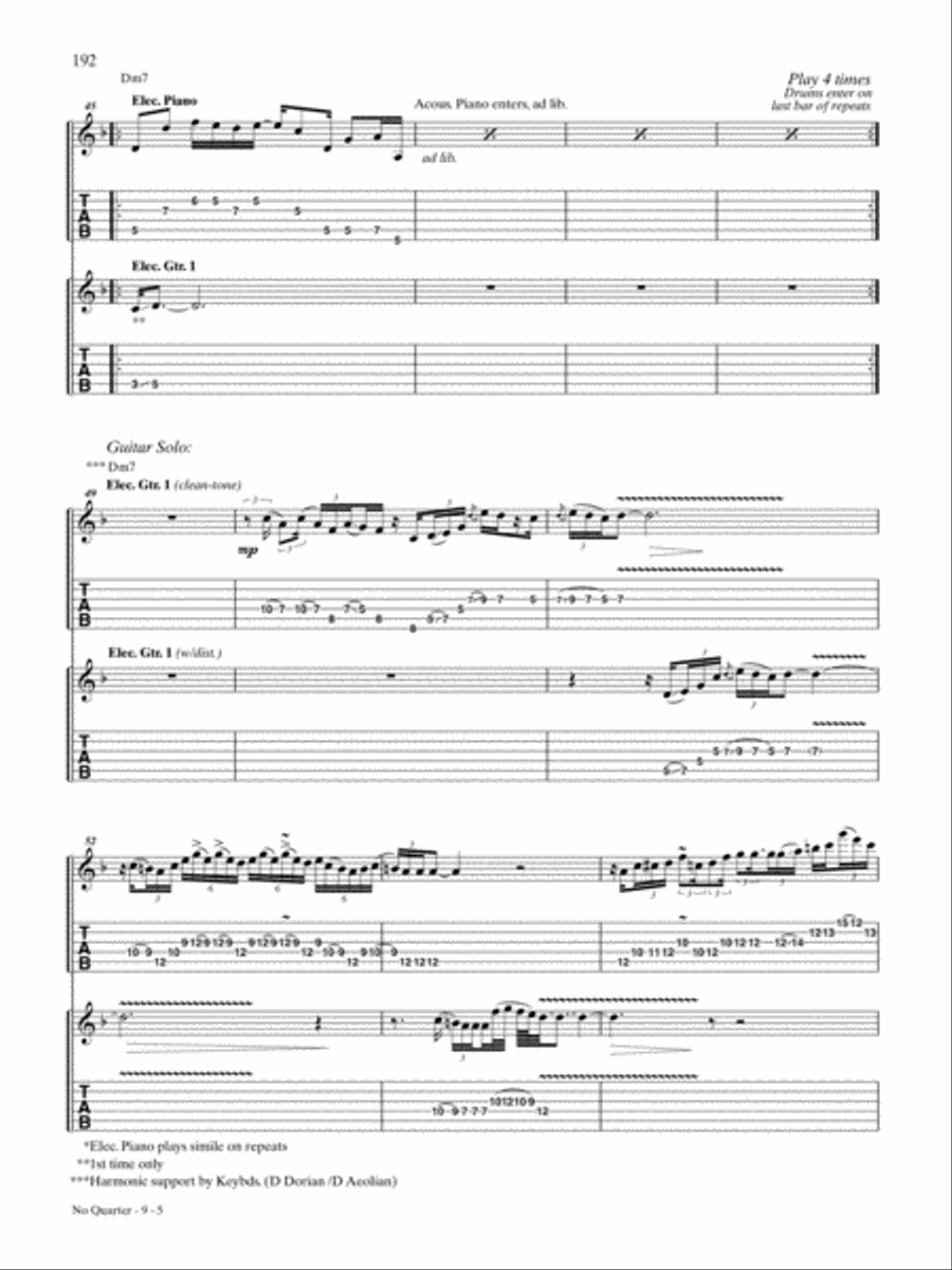 No Quarter Guitar Tablature scores gallery preview page 5